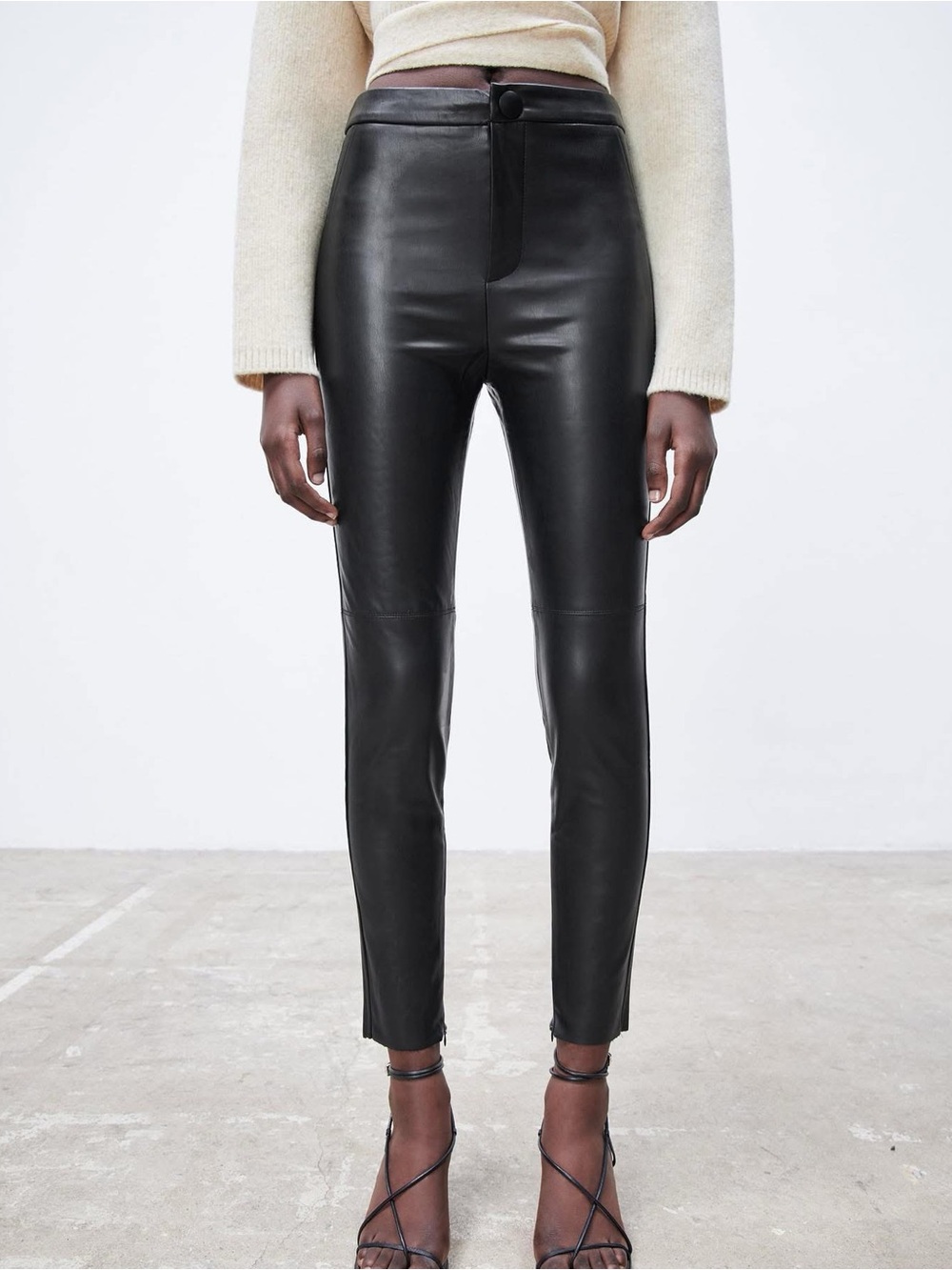 ZARA Black Faux Leather High Waisted Skinny Pants